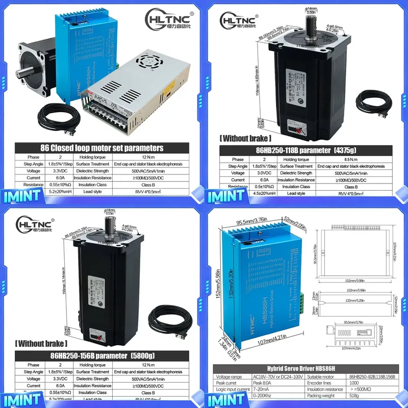 Hybrid Servo Driver Nema 34 8.5Nm - Motor de Passo HLTNC Nema 34
