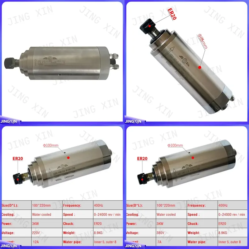 Er20 Collet Chuck Spindle Motor 220V - Motor de Eixo CNC Personalizado 2.2KW