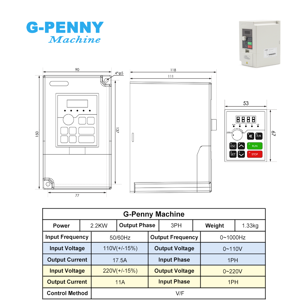 Motor Spindle CNC G-Penny 2.2K - 2.2Kw Water Cooled Spindle Kit Vfd avaliação e preço