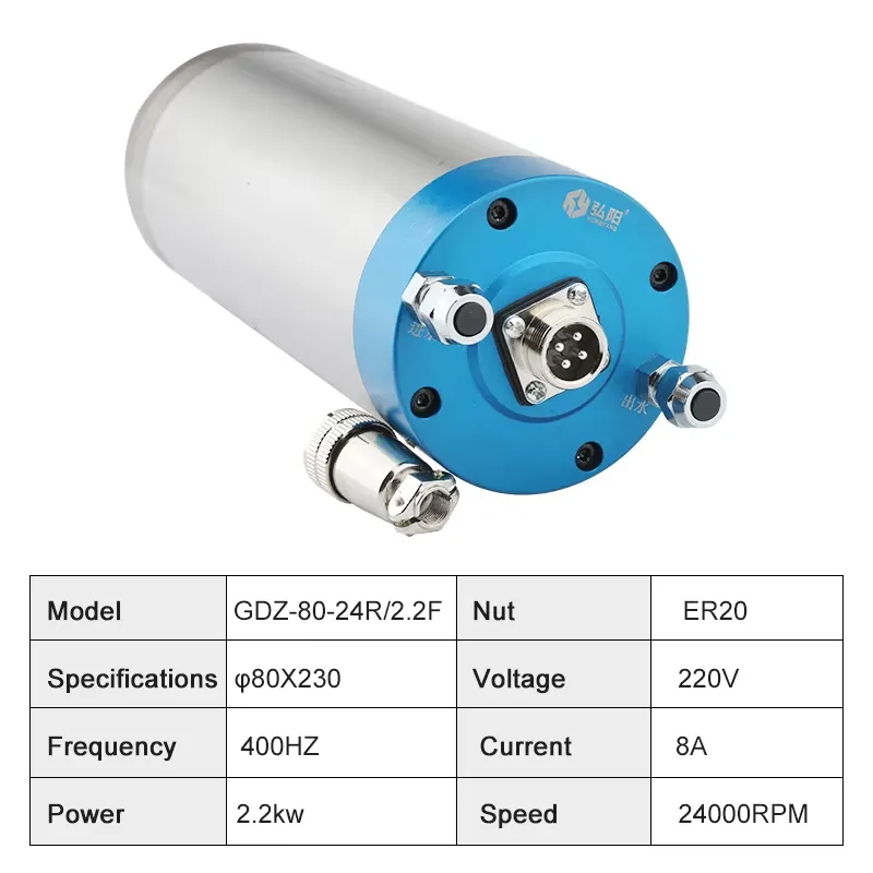 2026 China Fábrica ER20 2.2kw  - 2.2Kw Water Cooled Spindle Kit Vfd avaliação e preço