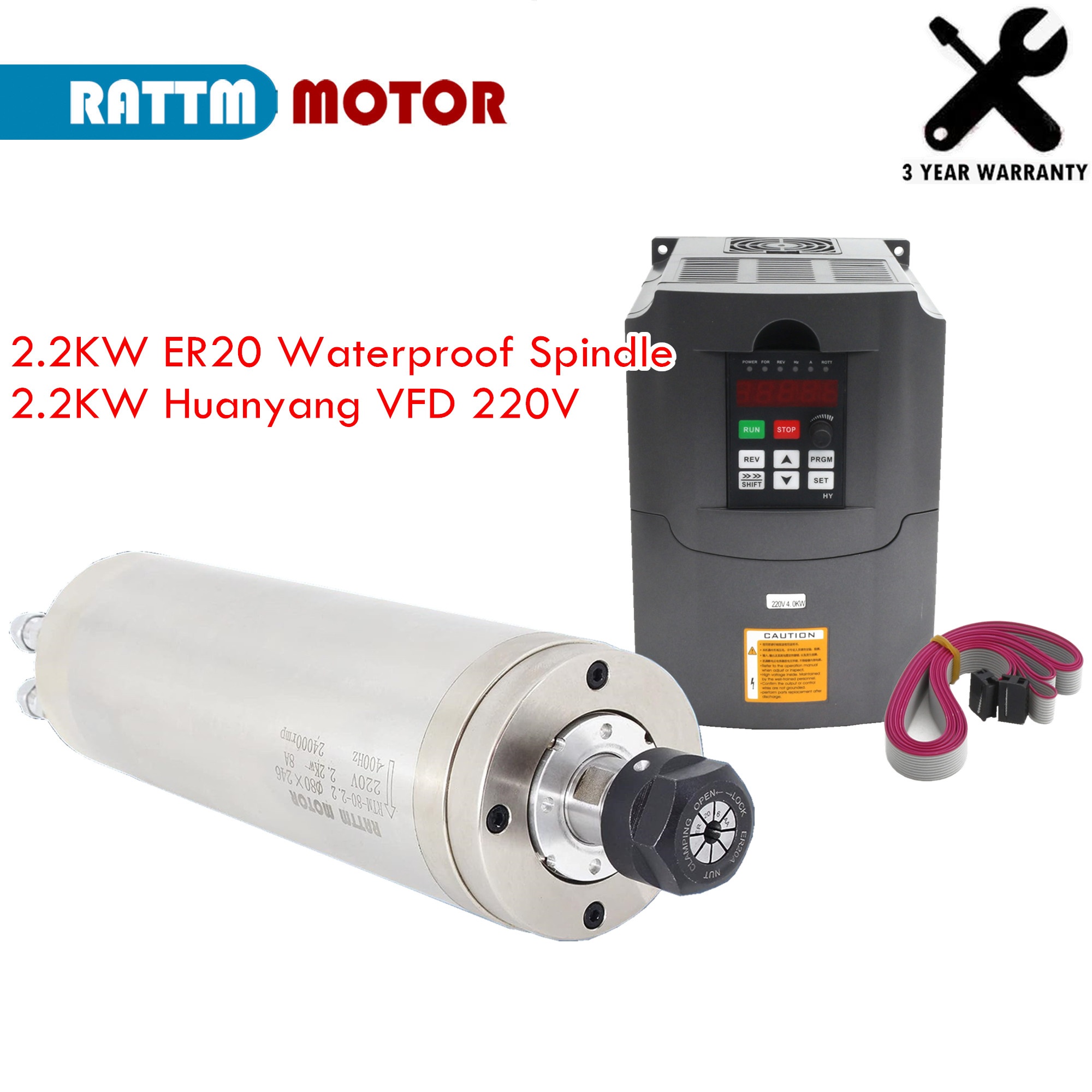Kit de motor de eixo CNC refri - 2.2Kw Water Cooled Spindle Kit Vfd avaliação e preço
